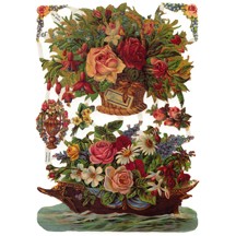 Large Boat and Basket Flower Scraps ~ Germany